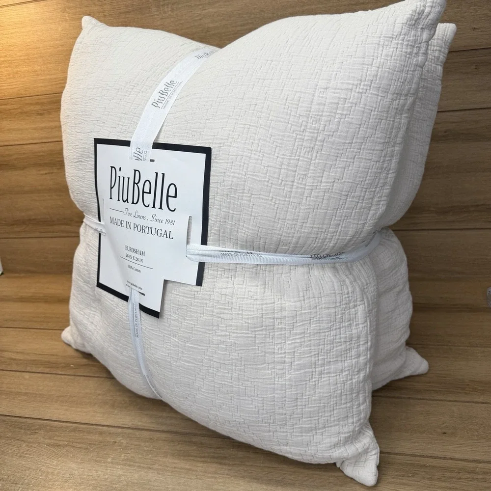 Piu Belle Eurosham Pillows 26x26 100% Cotton Made in Portugal - Set of 2 NEW